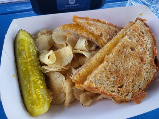 3 Cheese Grilled Cheese with Kettle Chips