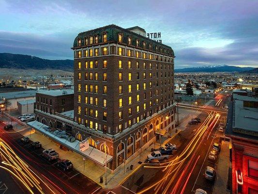 Beautiful building and hotel in downtown Butte Mt