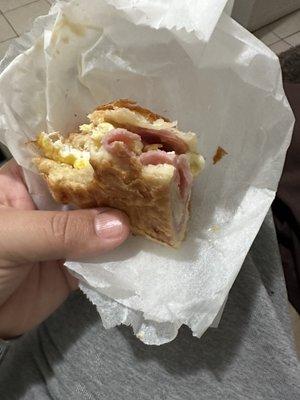 ham bacon eggs and cheese croissant