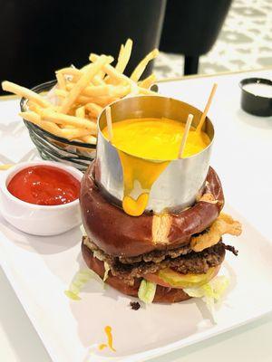 Cheesy Hamburger was crazy and good. Obviously requires a knife and fork to eat.