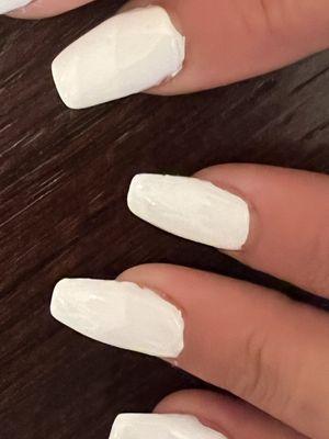 Cuticle are uneven.