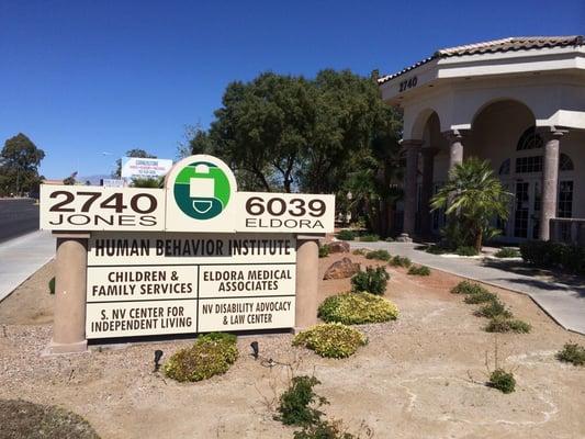 Sign and main building