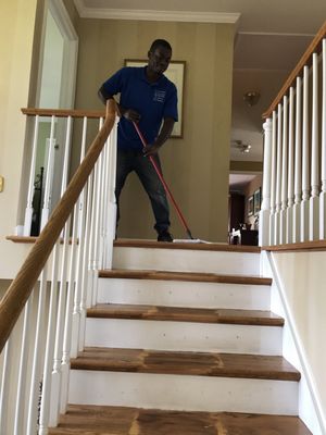 Cleaning the stairs