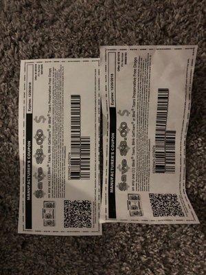 Two coupons - not duplicates/photocopies