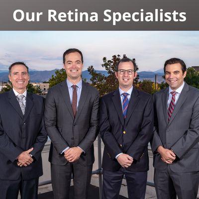 Our board-certified and fellowship-trained retina specialists, Elisha Tilton, MD, Carl Noble, DO, Justin Kanoff, MD, and Matthew Manry, MD.