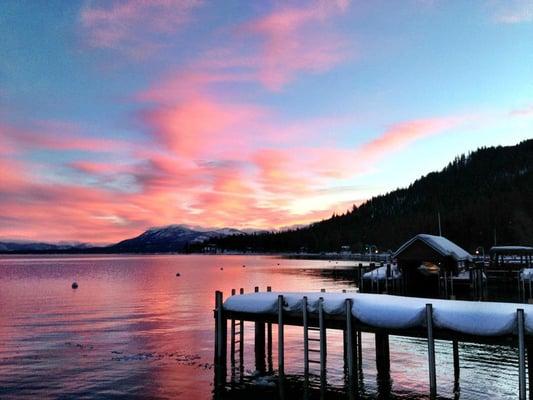 West Shore winter sunset Lake Tahoe