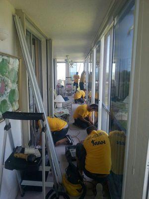 Technicians hard at work at the Creciente building on Fort Myers Beach.