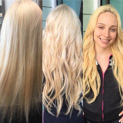 Before and after! Platinum Seamless Extensions