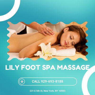 Lily Foot Spa Massage
 231 E 5th St, New York, NY 10003
 Call us at 929-693-8188