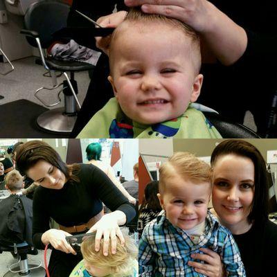 Little boy's comb over with a hard side part by Amber