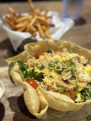 Southwest salad and fries