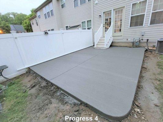 Concrete patio installation