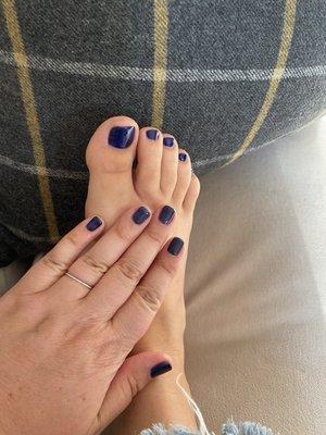 Gel mani and regular pedicure