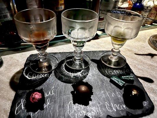 Perfect flight of Absinthe and Chocolates.