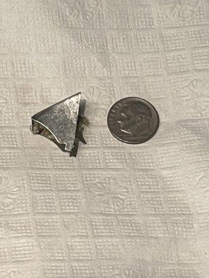 Metal piece found in burrito.