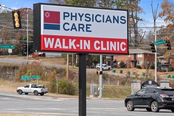 Physicians Care - Fort Oglethorpe at the intersection of Battlefield and Lafayette (next to Murmaid Mattress)