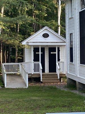 A newer bathroom next to chapel.  Super convenient!