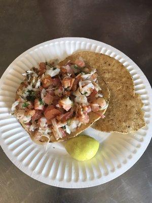 Shrimp and Crab Ceviche Tostada