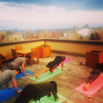 Launch of The Byte Wellness Program with rooftop Pilates - our coders felt more relaxed and less stiff.