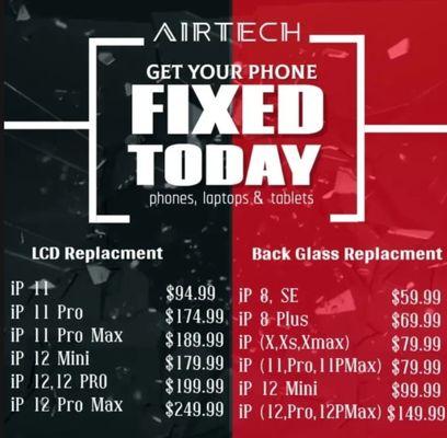 iphone screen repair, iphone back glass replacement, iphone x, xs max, 11,12, 12 pro, 12 pro max. same day repair. phone repair