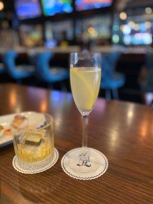 Bourbon for him French 75 for her