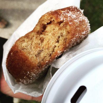 Apple cider fry cake ($1) with hot apple cider ($3)