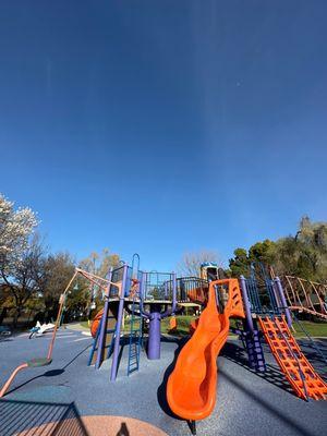 Large play structure for toddlers through grade school ages