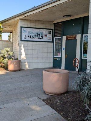 Welcome sign at the community center