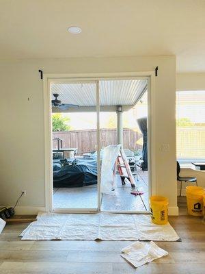 Removing the sliding door.