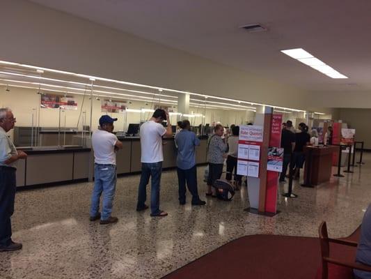 It doesnt matter what time you come to this bank, you will be waiting at least a half an hour. A line out the door with 2 teller