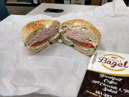 Turkey garlic herb on sesame. Everything I could ever want in a sandwich.