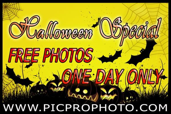 October 31st from 12-6 A photographer will be outside taking pictures free to download from our website people who want buy copies welcome