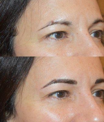 Brows done by Ashley- before and immediately after