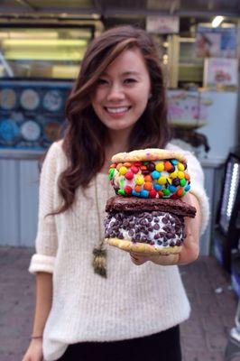 Funfetti cookies + cookies & cream ice cream (AMAZING!)+ mini M&M + mini chips + brownie slice