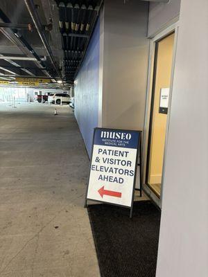 Patient & visitor entry in the parking garage