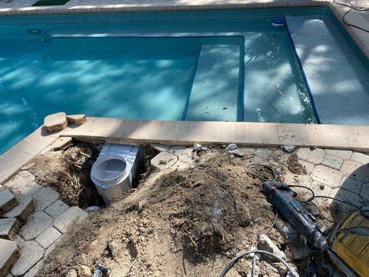 Pool Skimmer Installation in Progress!