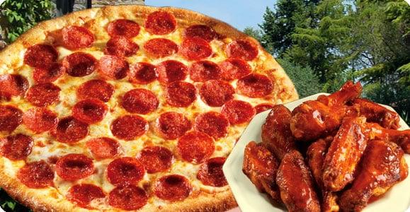 pepperoni pizza at pizza and wings