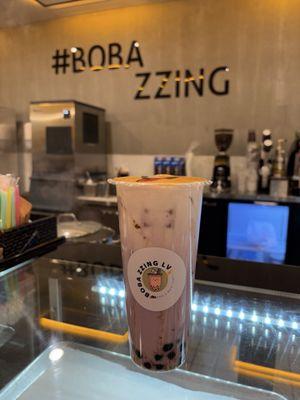 Taro milk tea with boba