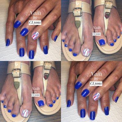 Happy 4th of July, Shellac Gel Manicure & Matching Pedicure