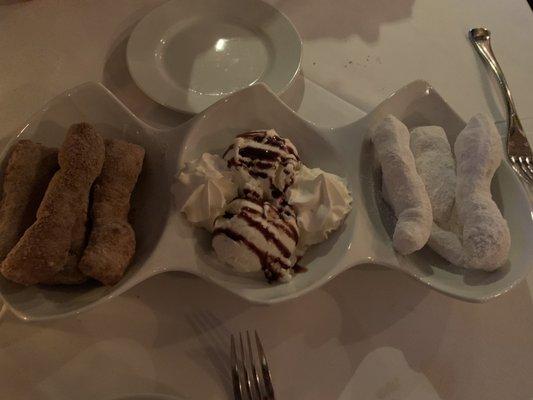 Zeppoles and ice cream