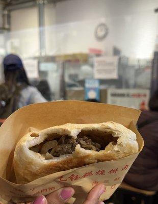 Black Pepper Beef Bun ($4)  - 2 bites in and still no meat bites yet lol