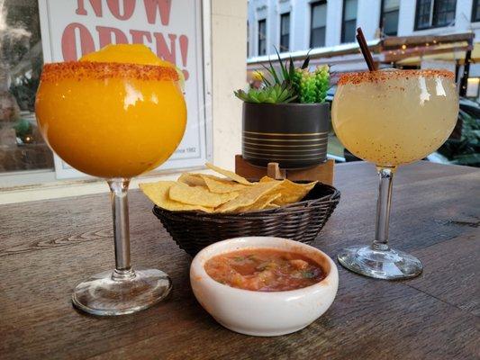 Frozen Mango Margarita and Skinny Margarita on the Rocks