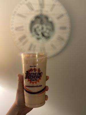 Grape Milk Tea (M): lychee jelly & 50% sugar