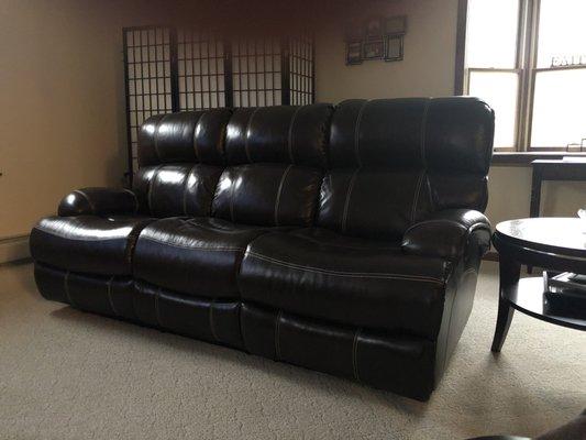 Leather sofa clean and conditioned.  Looks brand new after service.