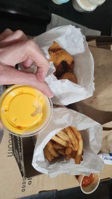 Fries Cheese cup & onion rings