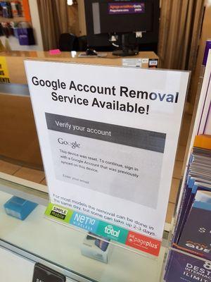 Google Account Removal Service Available!