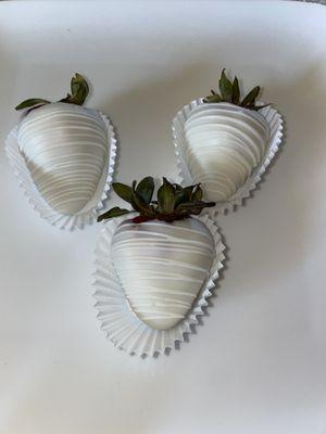 White chocolate dipped strawberries I made using Thacker Berry Strawberries.