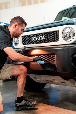 Gyeon Trim Coating being applied to the FJ Cruiser