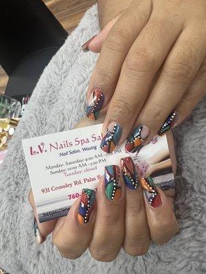 Dipping powder and Free Style design at L.V Nails