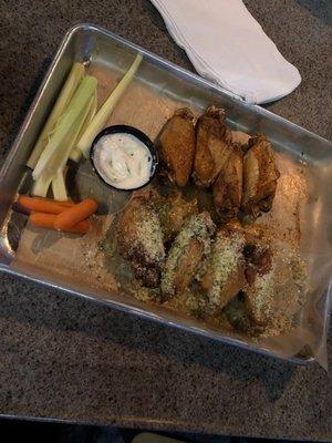 Garlic parm and Cajun wings